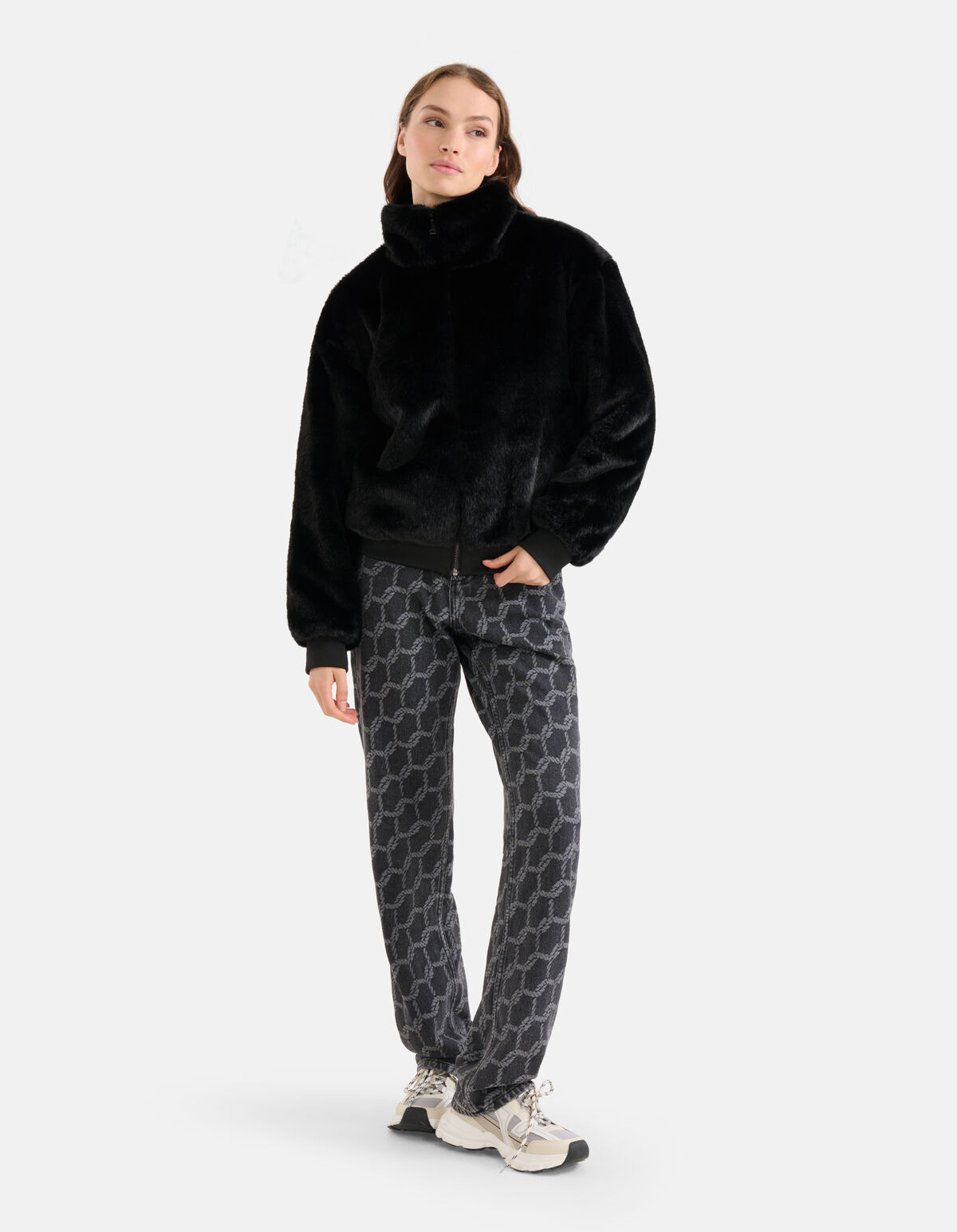 Kunstfell-Jacke Schwarz SHOEBY WOMEN
