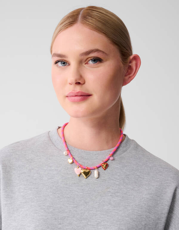Herz Charme Halskette Rosa SHOEBY ACCESSOIRES