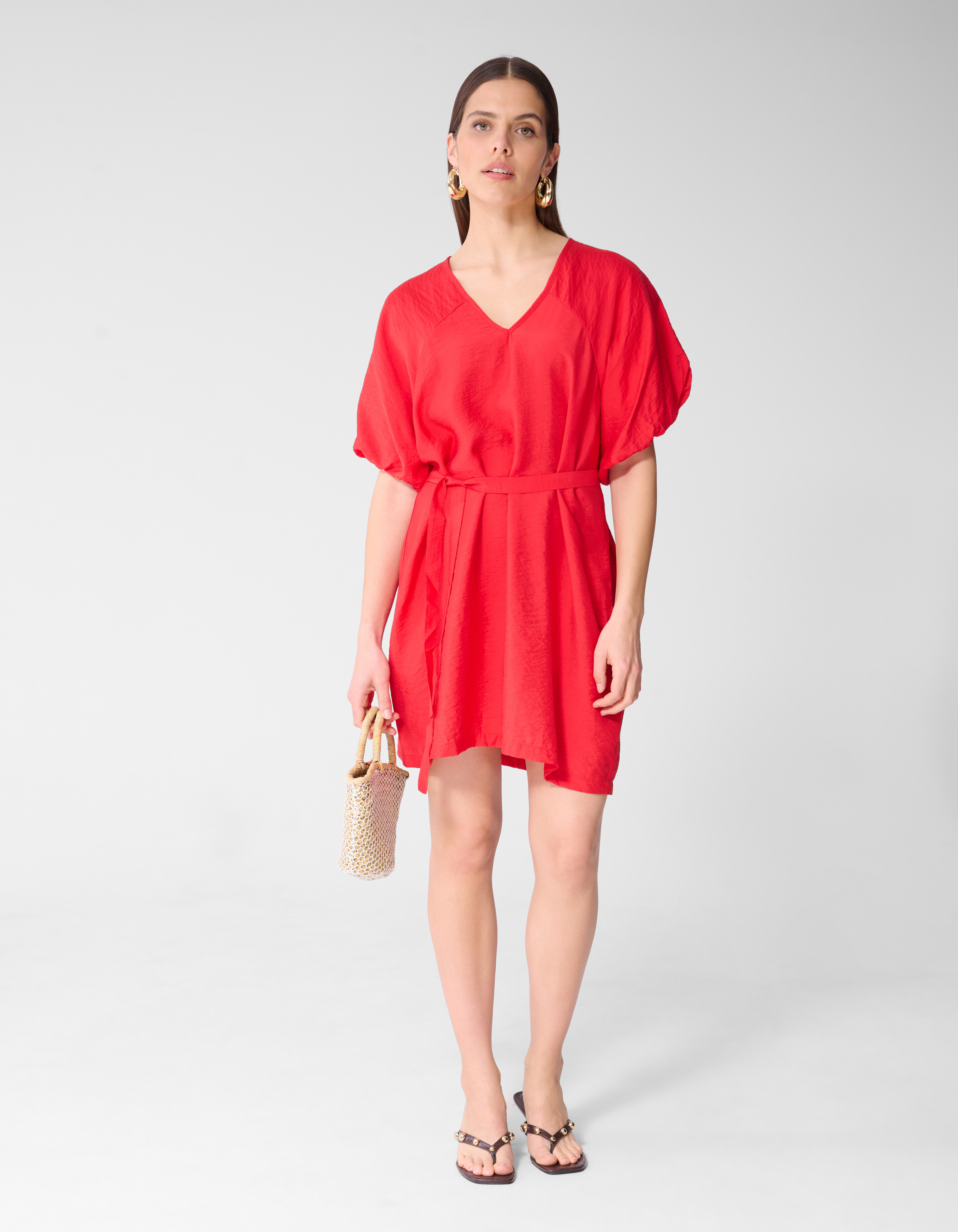 V-Ausschnitt Mini Kleid Rot SHOEBY WOMEN