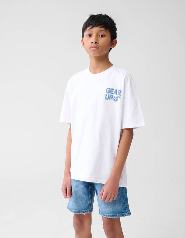 Gear Up Text-T-Shirt Weiß SHOEBY BOYS