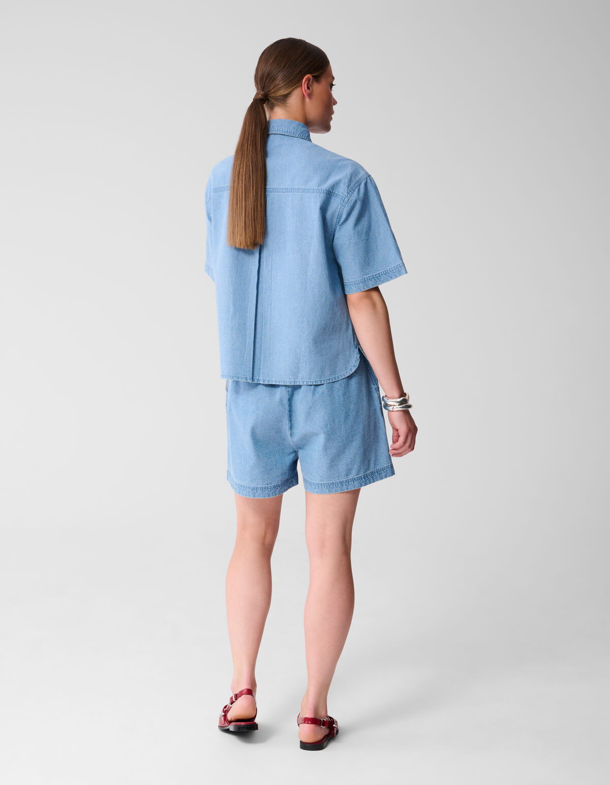 Pailletten-Denim Short Blau SHOEBY WOMEN