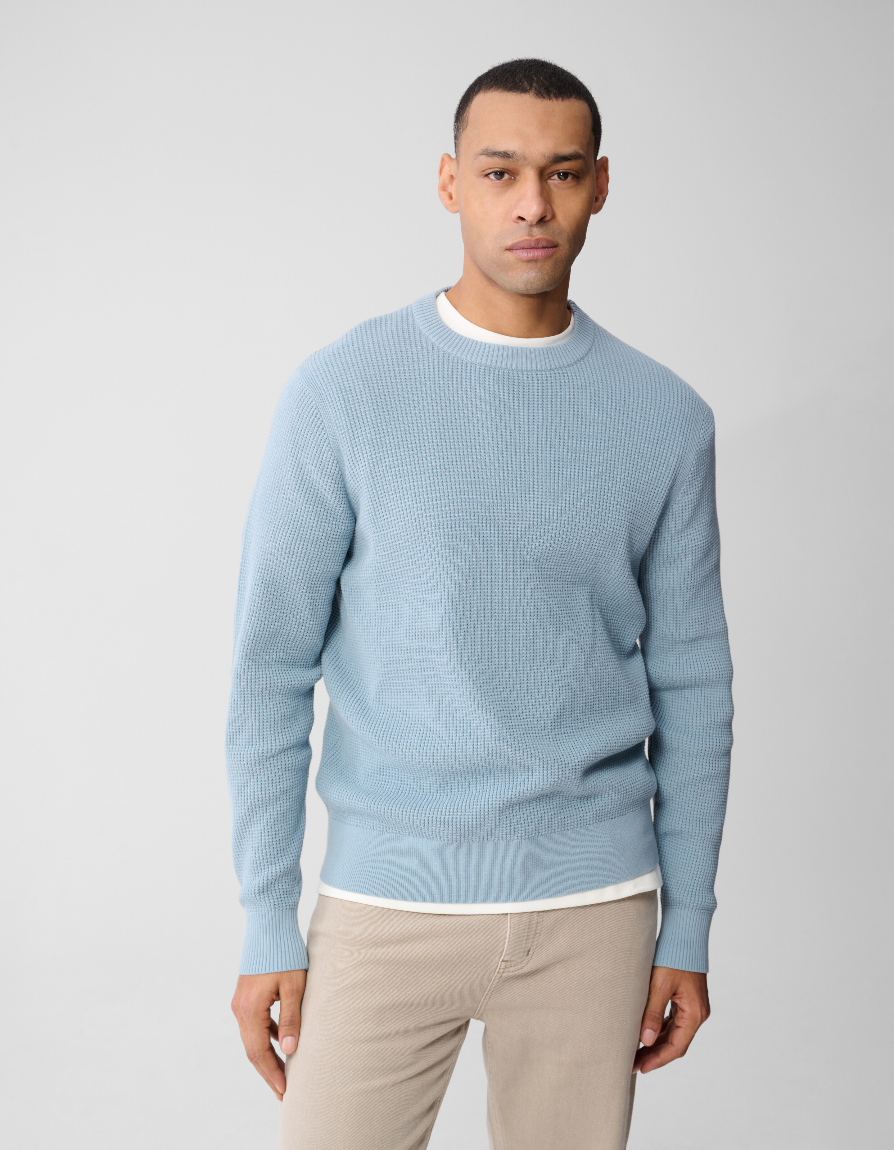 Gestrickter Waffelpullover Hellblau SHOEBY MEN