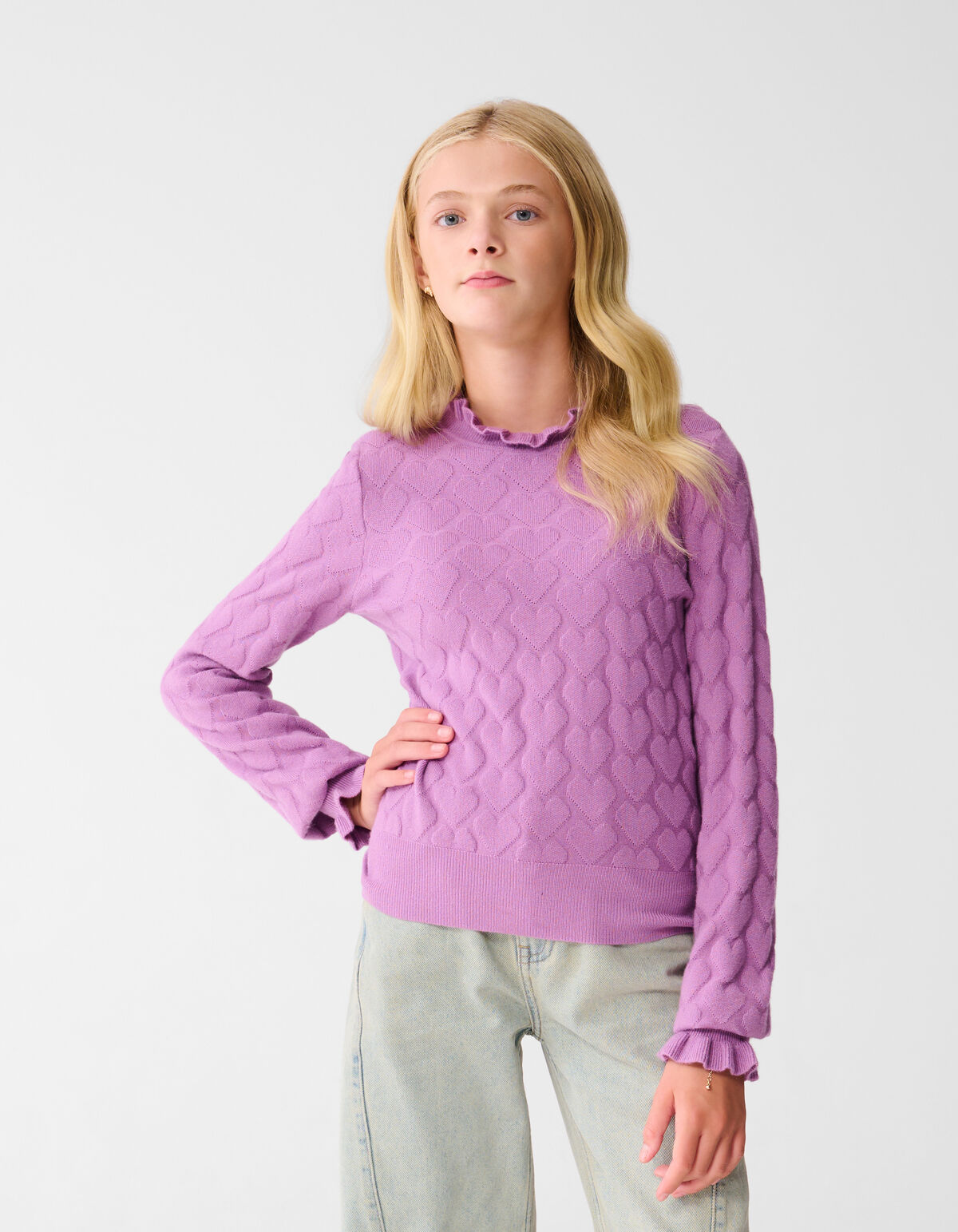 Stricktop mit Herzmotiv Lila SHOEBY GIRLS