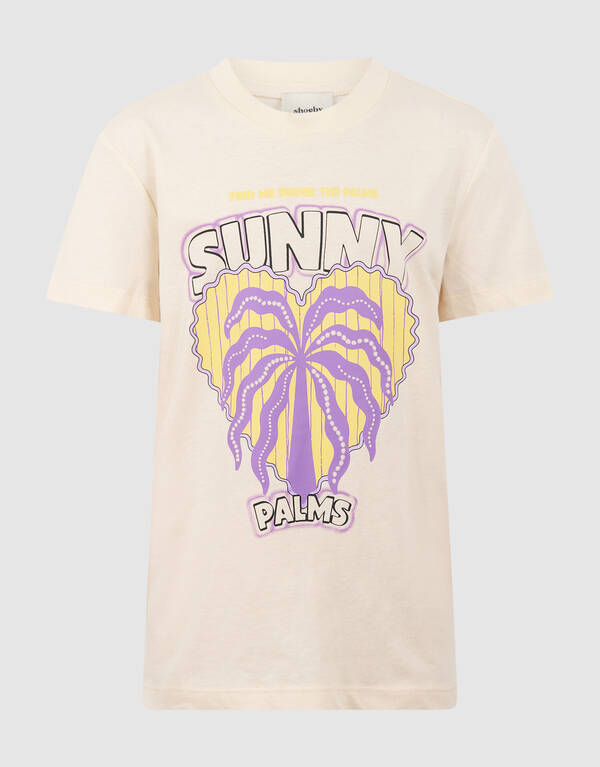 Sunny Palms Artwork T-Shirt Off-White SHOEBY GIRLS