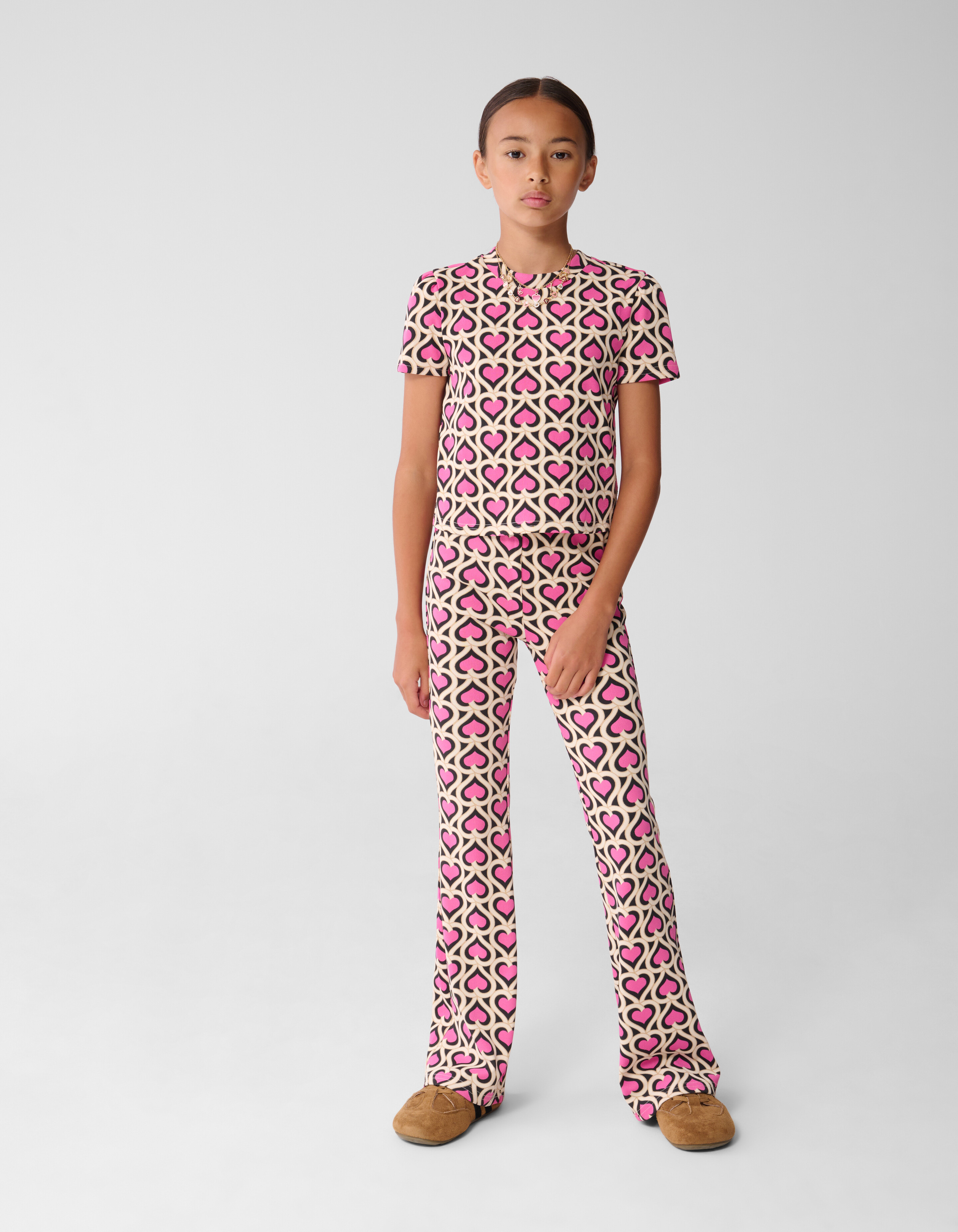 Rippen-Top mit Herzmotiv Rosa SHOEBY GIRLS