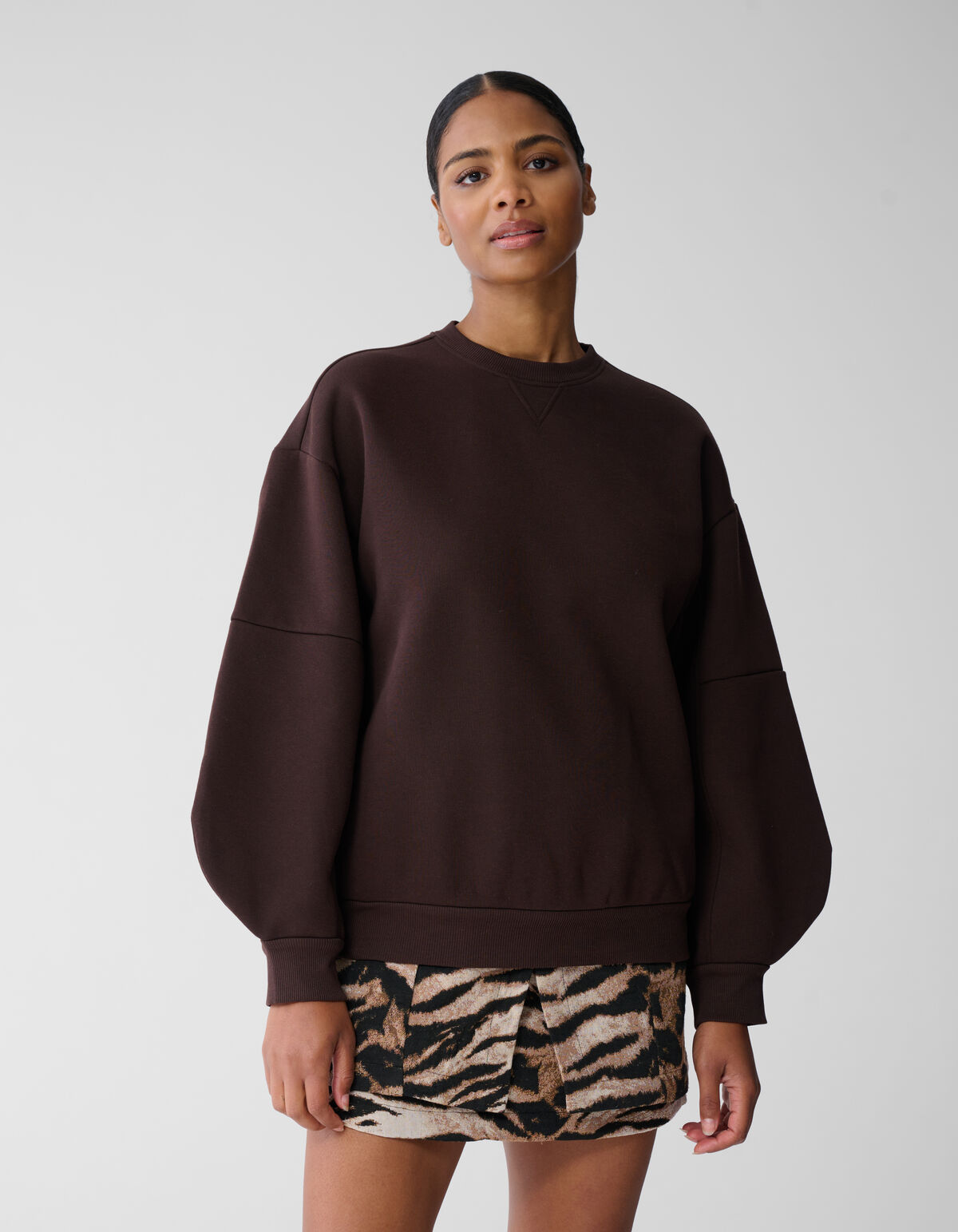Pullover mit großen Ärmeln Dunkelbraun SHOEBY WOMEN