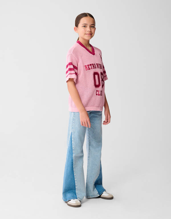 Strick-Baseball-T-Shirt Rosa SHOEBY GIRLS