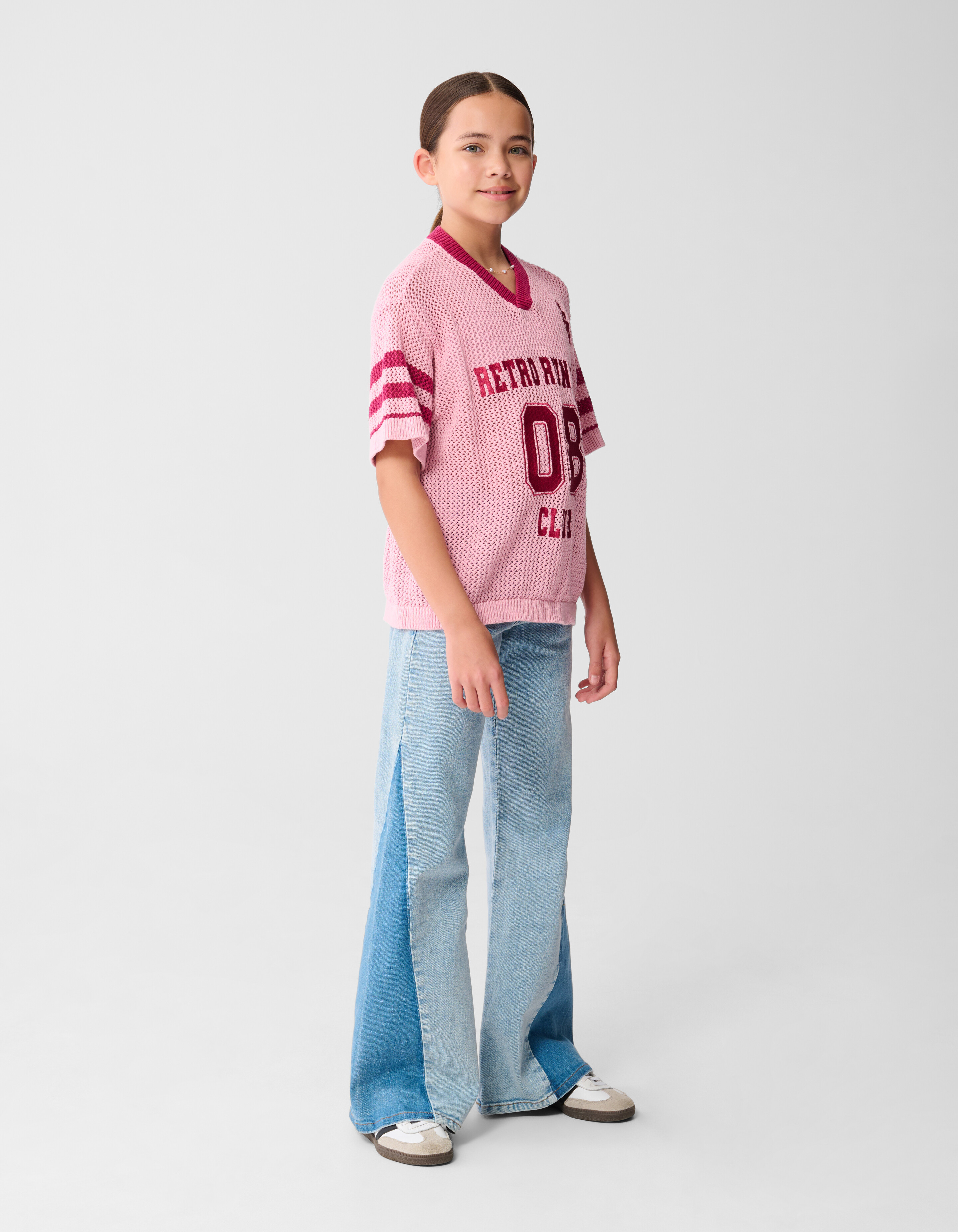 Strick-Baseball-T-Shirt Rosa SHOEBY GIRLS