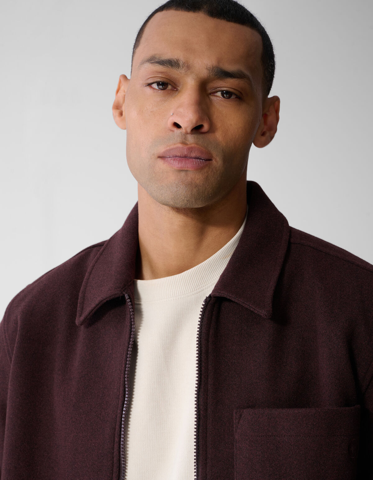 Melange Zip-Overshirt Dunkelrot SHOEBY MEN