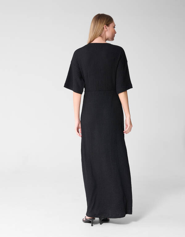 Organisches Crinkle Maxikleid Schwarz SHOEBY WOMEN