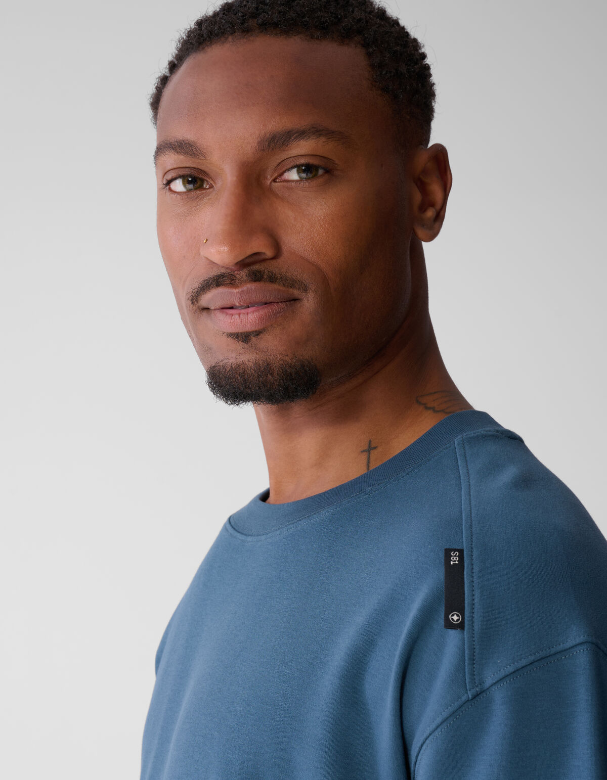 Basic-Label-T-Shirt Blau SHOEBY MEN