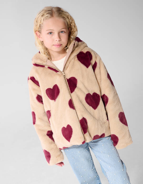 braune Winterjacke mit Herzmuster SHOEBY GIRLS