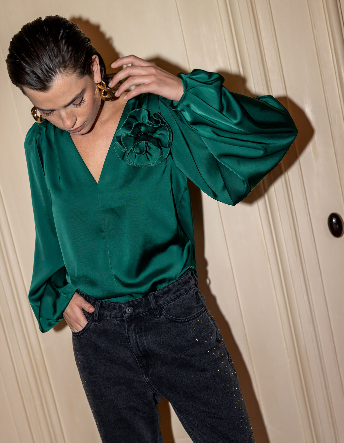 Rosenbluse Dunkelgr&uuml;n SHOEBY WOMEN