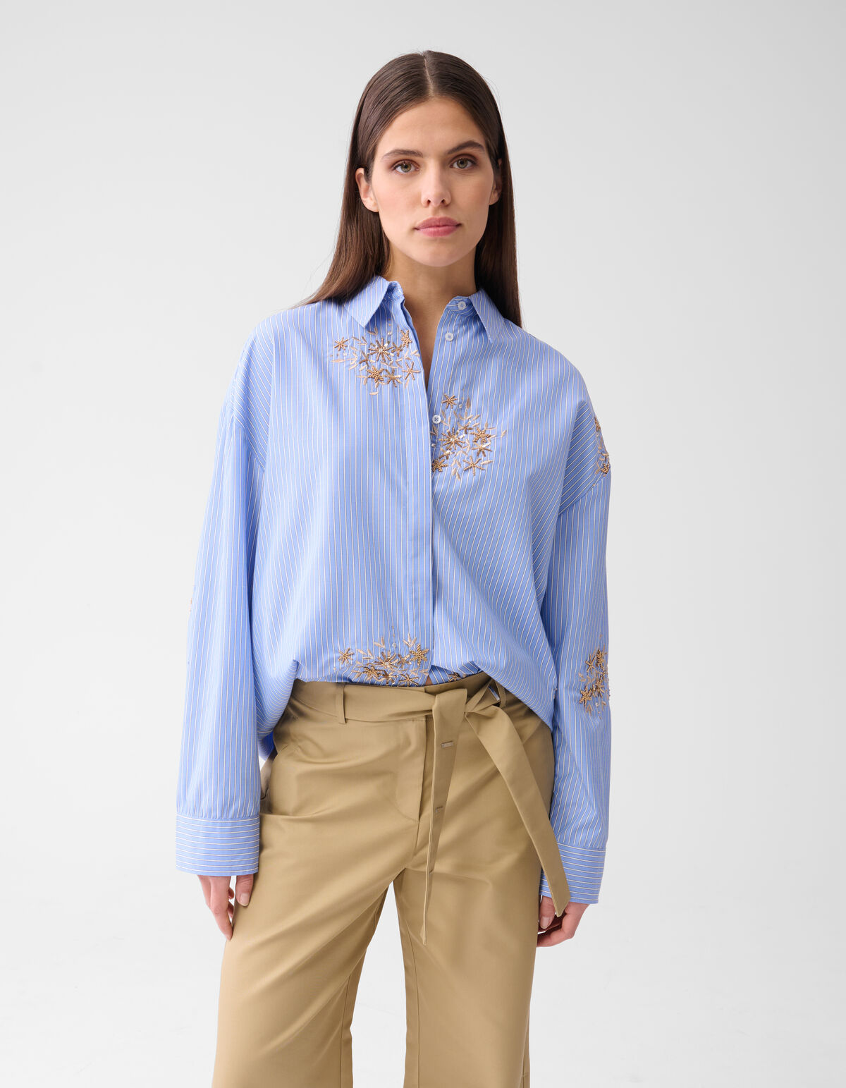 Nadelstreifen-Stickerei Bluse Blau von Mieke SHOEBY WOMEN