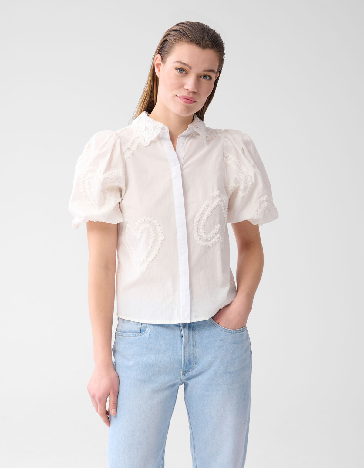 Puff Heart Top Weiß SHOEBY WOMEN
