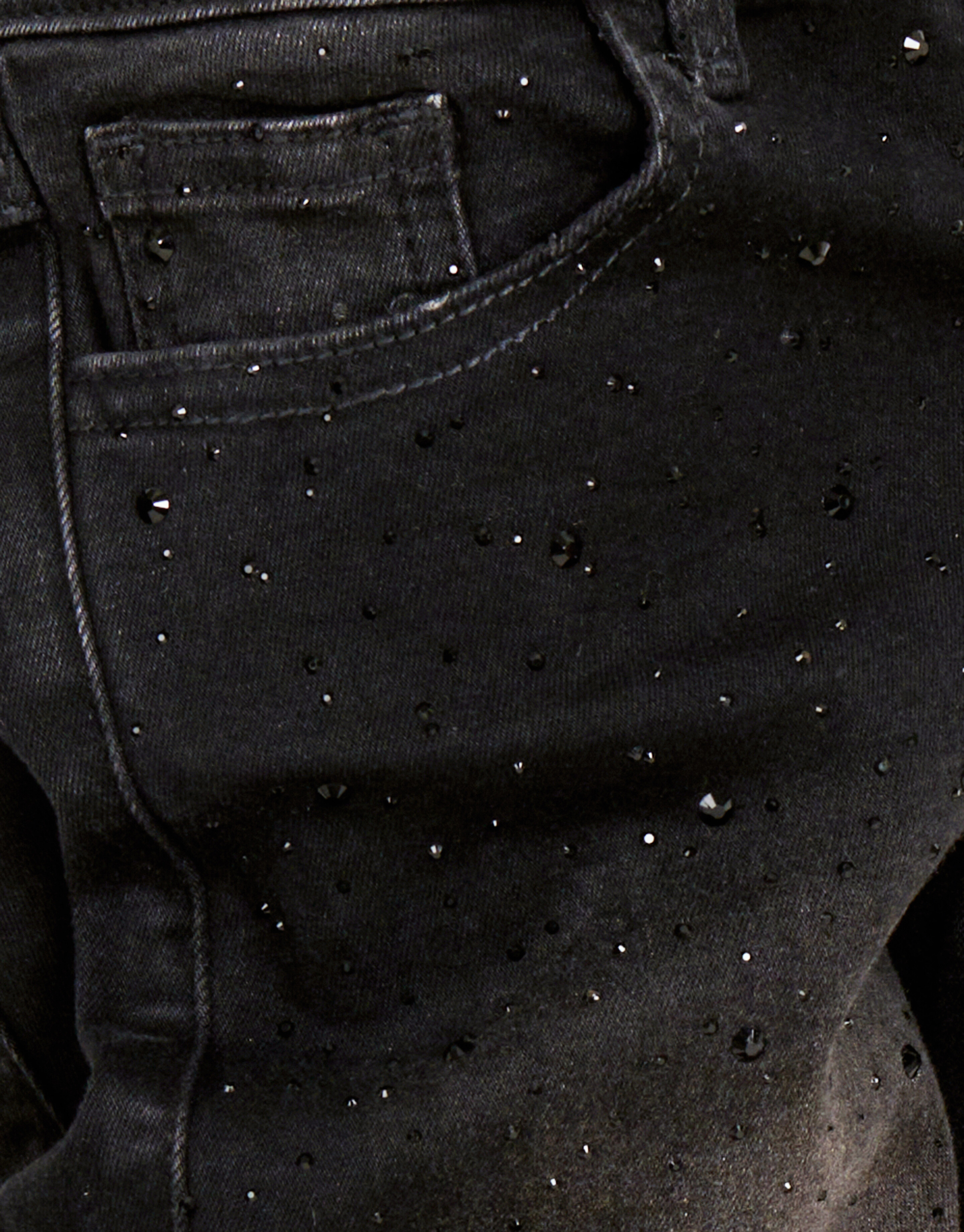 Strass Jeans mit weitem Bein Schwarz SHOEBY GIRLS