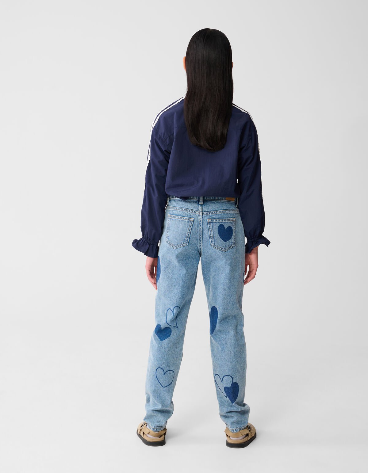 Bedruckte Heart Mom Fit Jeans Blau SHOEBY GIRLS