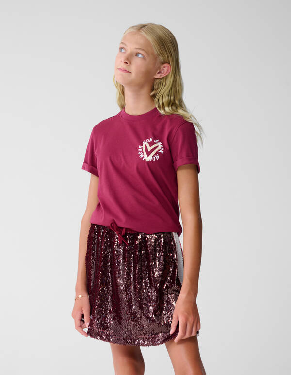Mon Amour Kunst T-Shirt Dunkelrot SHOEBY GIRLS