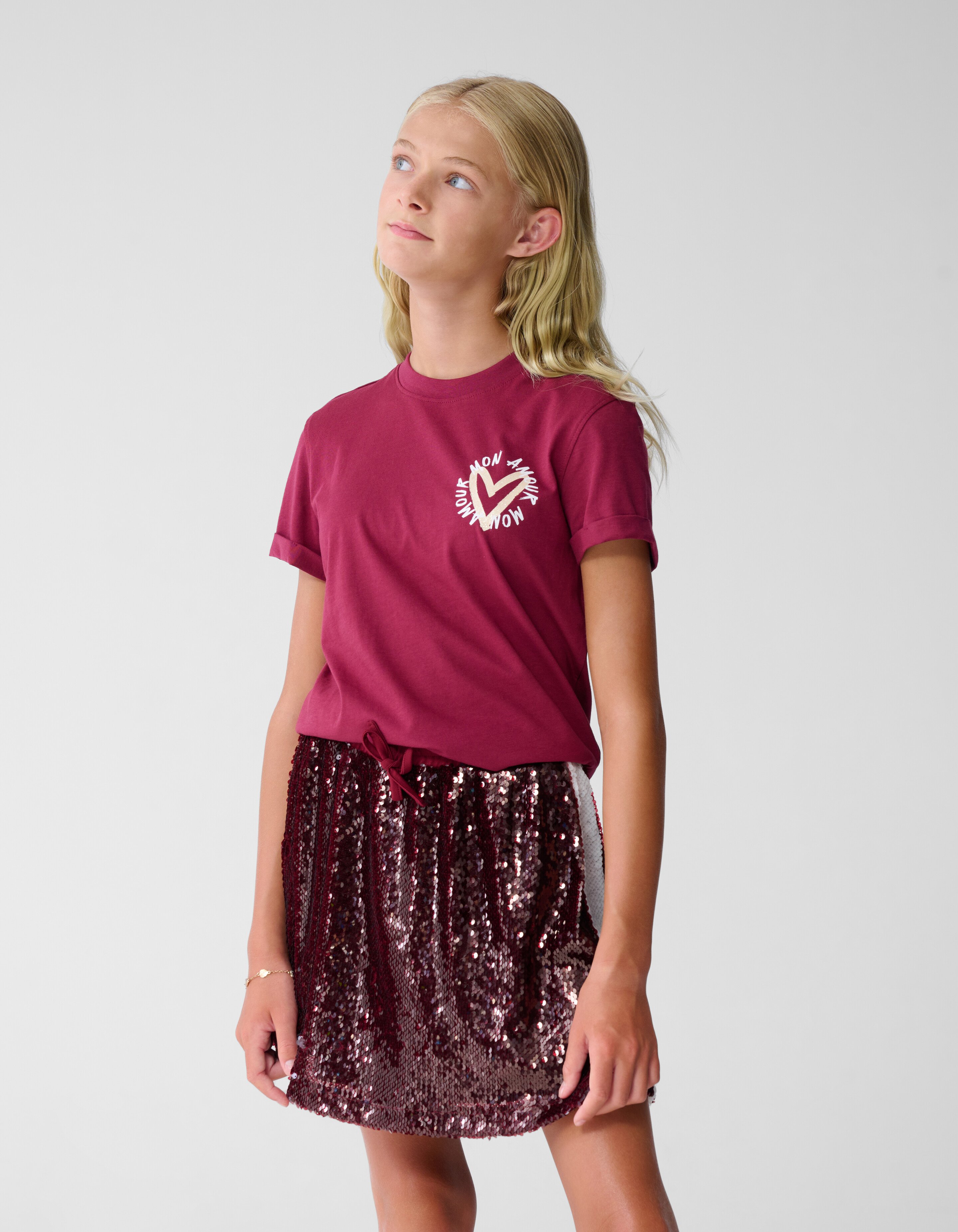 Mon Amour Kunst T-Shirt Dunkelrot SHOEBY GIRLS