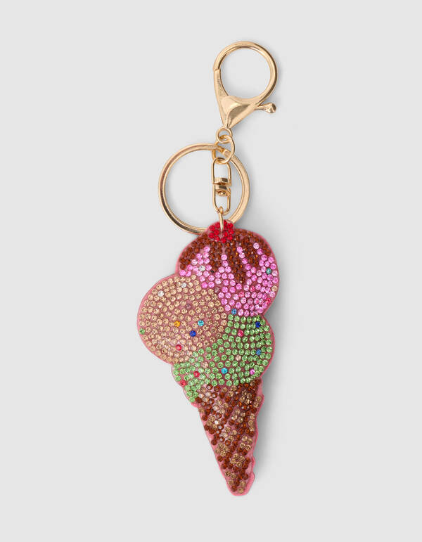 Eiscreme Strass Schl&uuml;sselanh&auml;nger Braun SHOEBY ACCESSOIRES