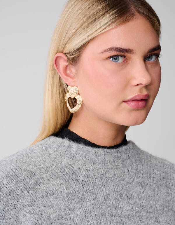 Doppelherz-Ohrringe Gold SHOEBY ACCESSOIRES