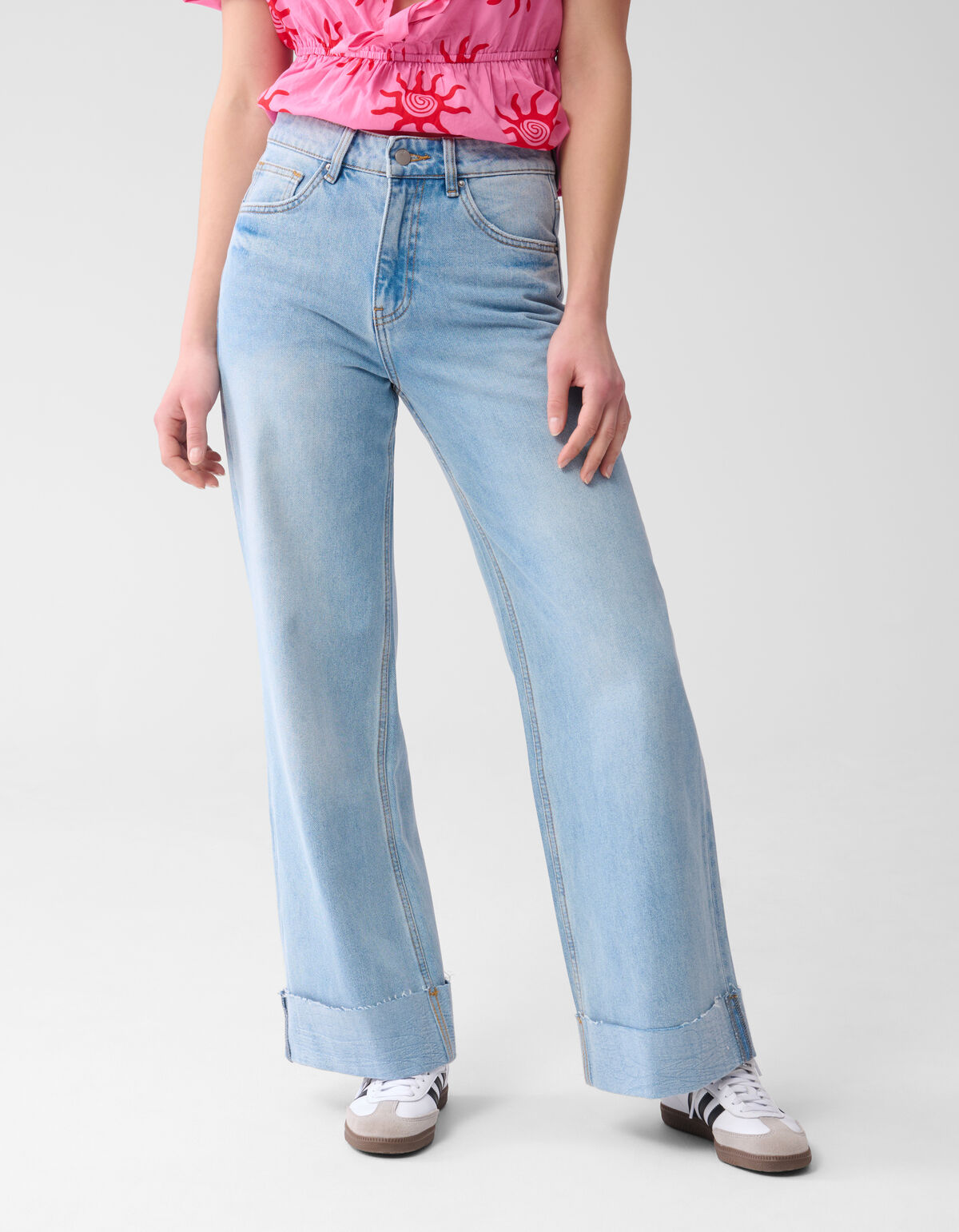 Turn Up Jeans mit weitem Bein, Mediumstone SHOEBY WOMEN