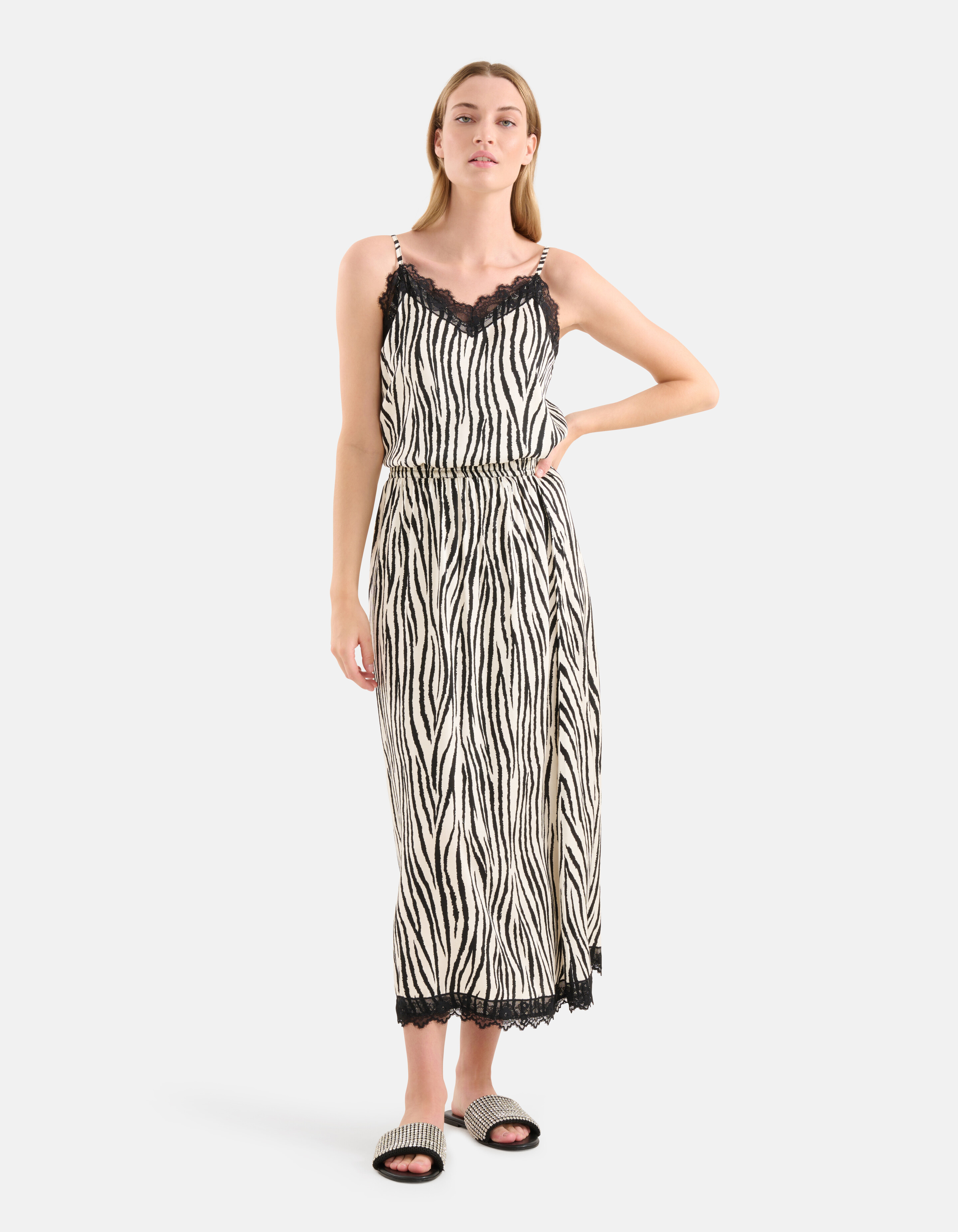Zebra bedrucktes Singulett Schwarz/Weiß SHOEBY WOMEN