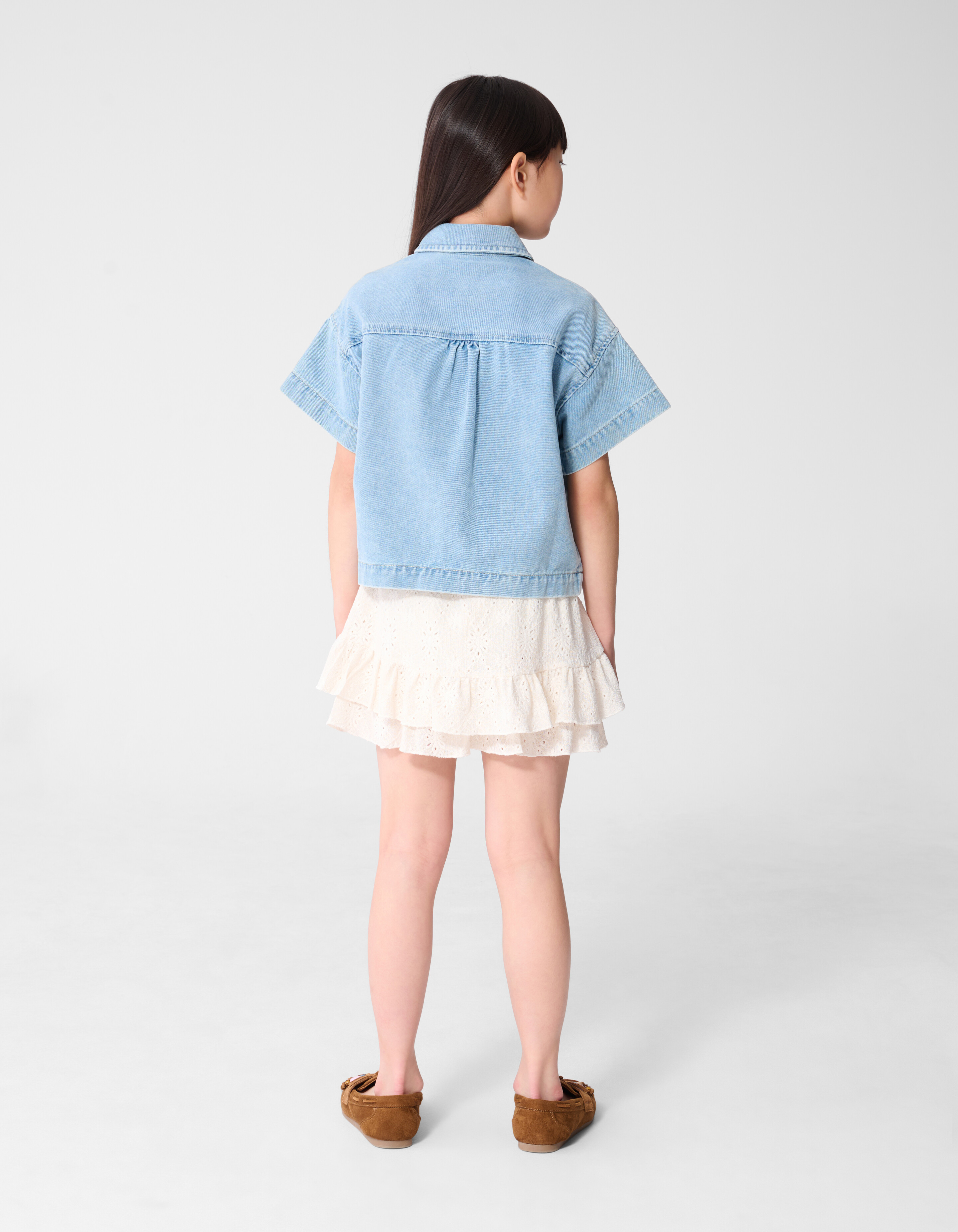H&auml;kel-Jeansbluse Hellblau SHOEBY GIRLS