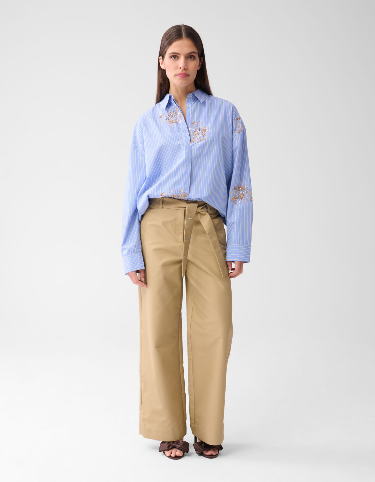Nadelstreifen-Stickerei Bluse Blau von Mieke SHOEBY WOMEN