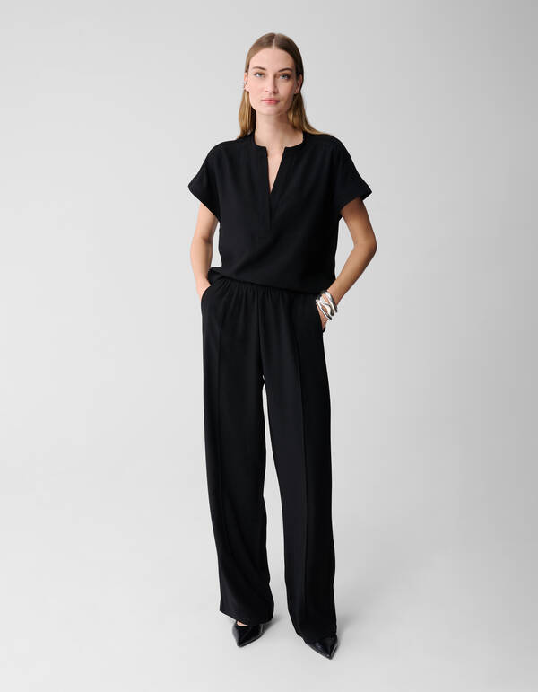 Schwarzer Glitzer-Hose mit weitem Bein SHOEBY WOMEN