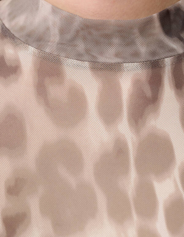 Mesh Leopard Langarmtop Hellbraun SHOEBY WOMEN