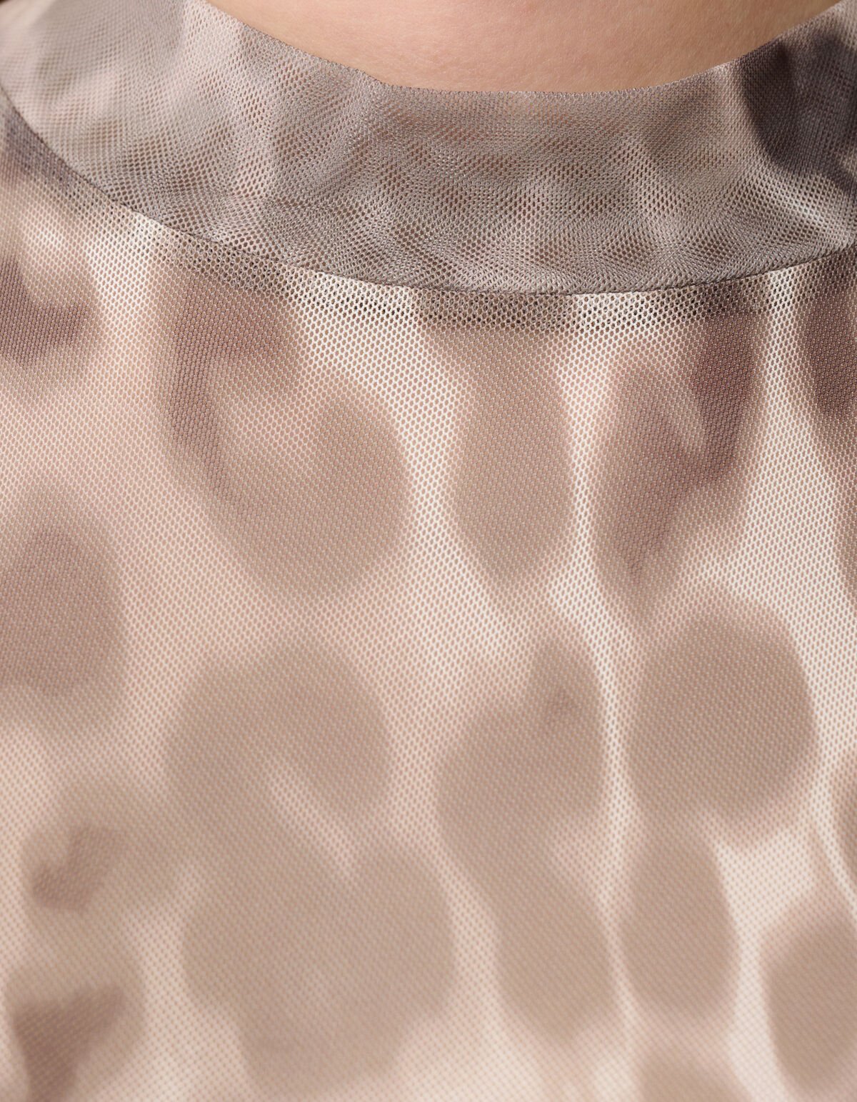 Mesh Leopard Langarmtop Hellbraun SHOEBY WOMEN