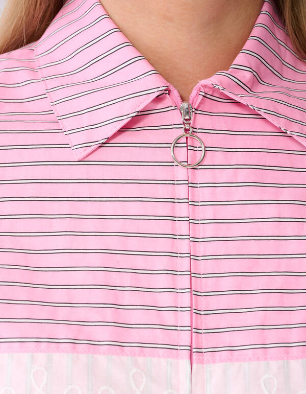 &Uuml;bergro&szlig;e Kanten Pinstripe Bluse Rosa SHOEBY WOMEN