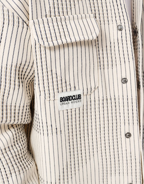 Waffle-Stripe-Overshirt Gebrochen Wei&szlig; SHOEBY BOYS