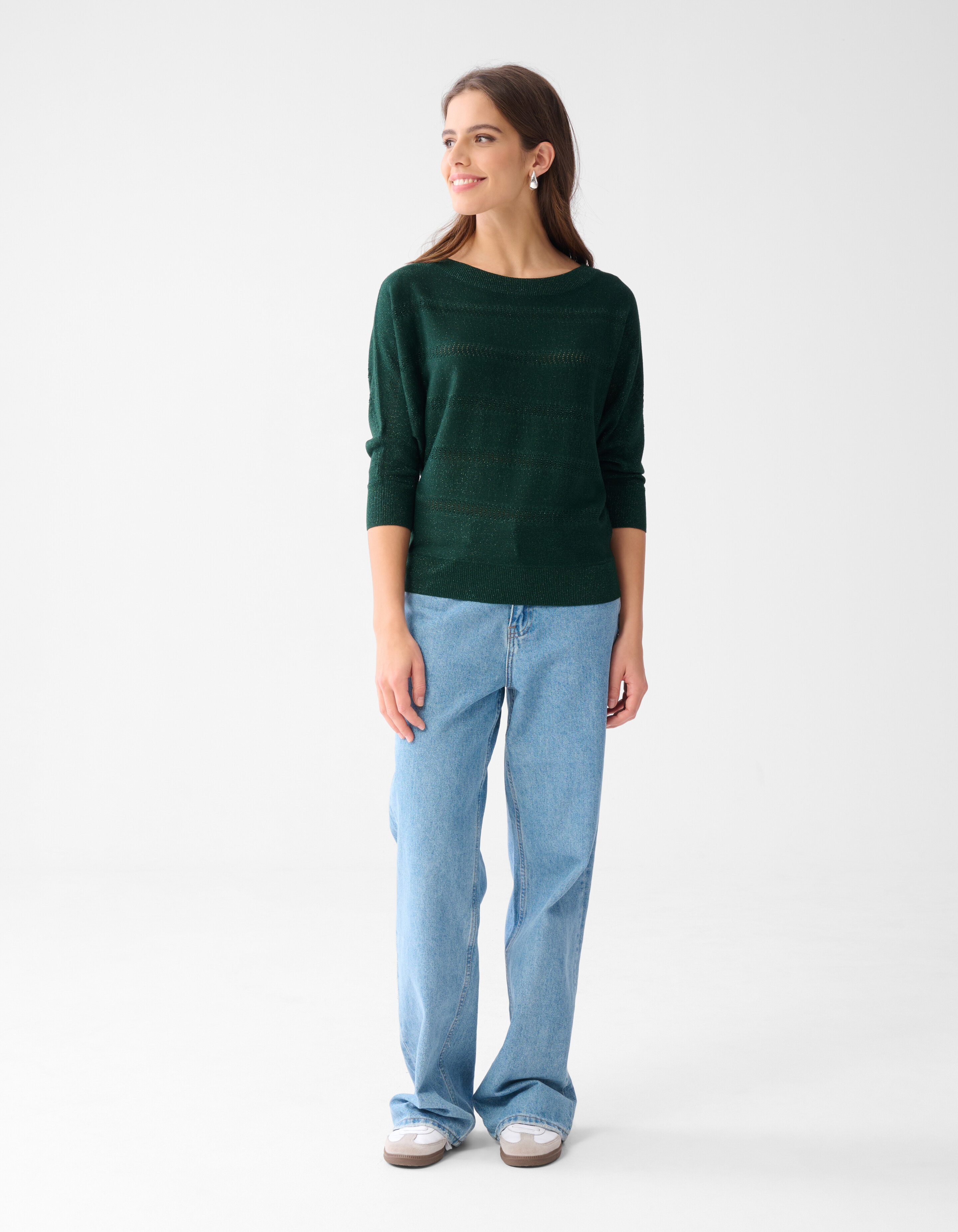 Glitzer Fledermausärmel Pullover Dunkelgrün SHOEBY WOMEN