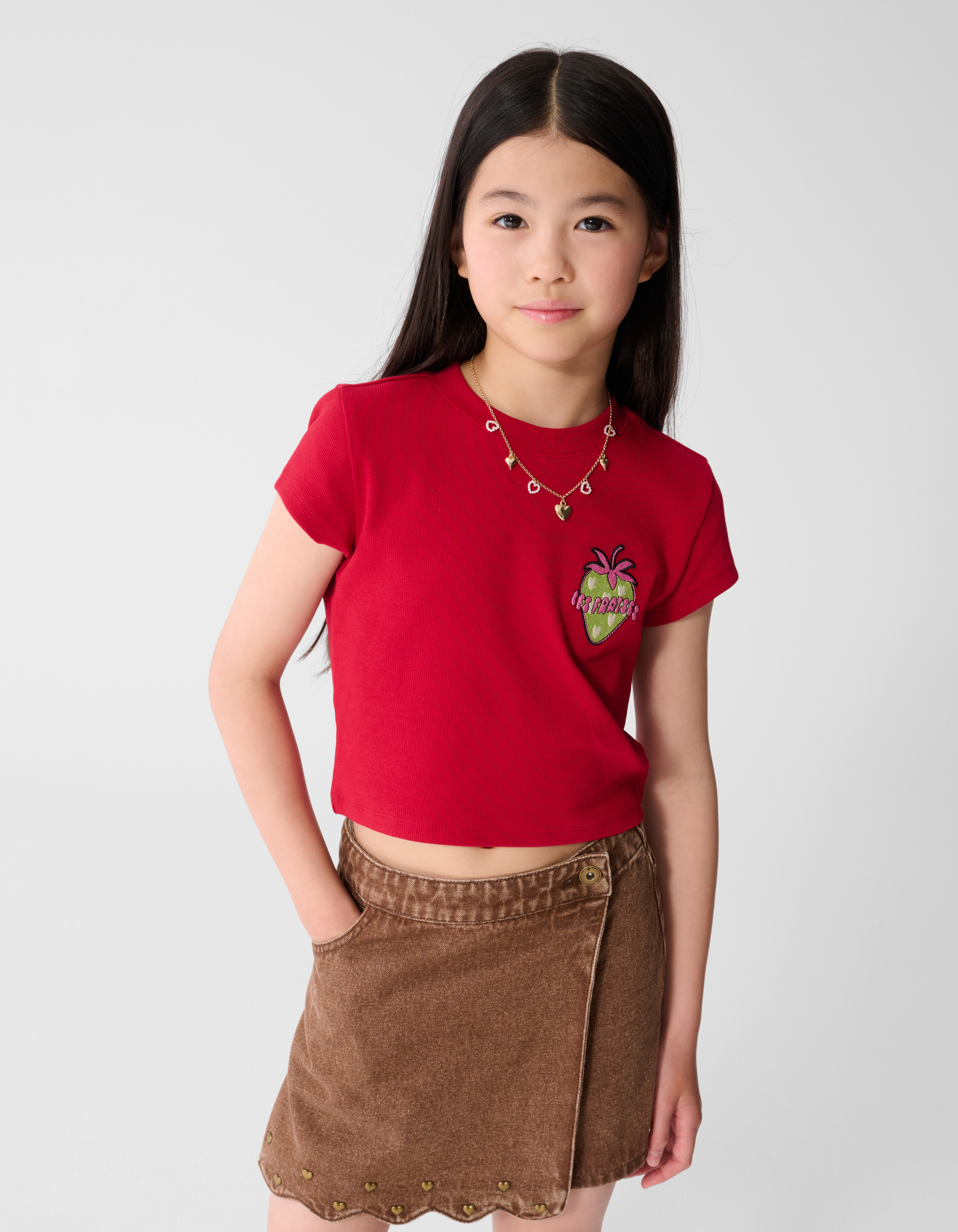 Rib Les Fraises Crop-Top Rot SHOEBY GIRLS