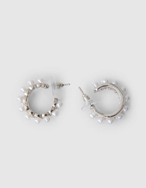 Pearl Hoop Oorbellen Zilver SHOEBY ACCESSOIRES