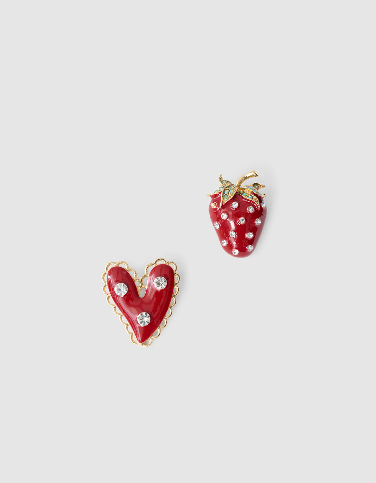 Strawberry Heart Brooch Set Rot SHOEBY ACCESSOIRES