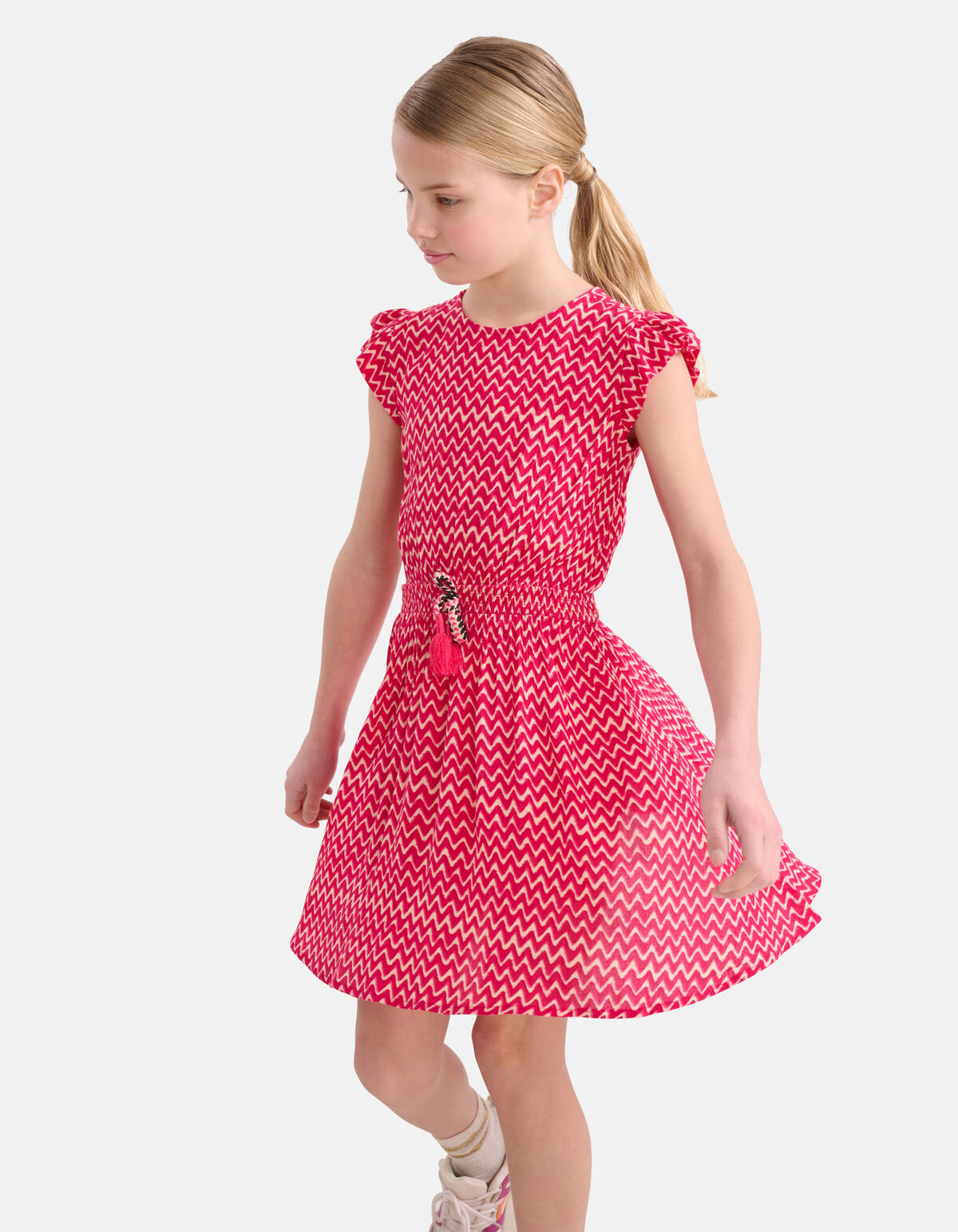 Printed Crinkle Jurk Roze SHOEBY GIRLS