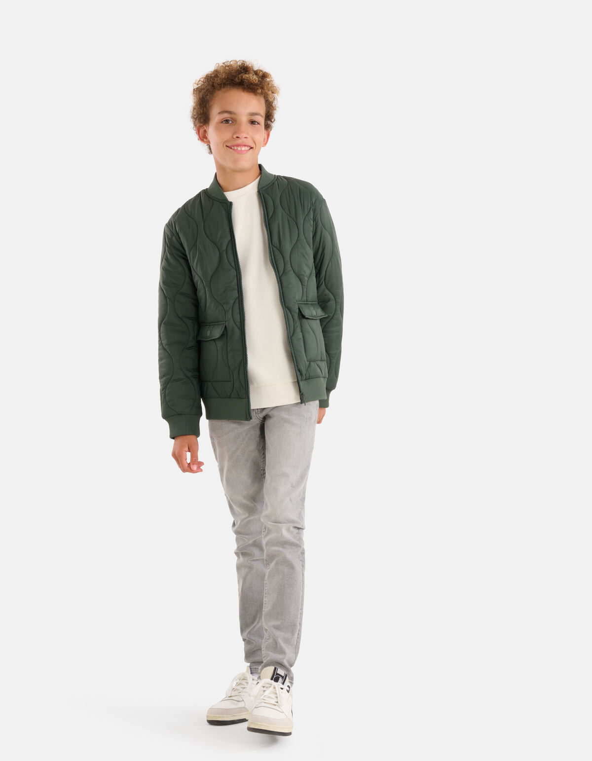 Gewellte wattierte Jacke Dunkelgrün SHOEBY BOYS
