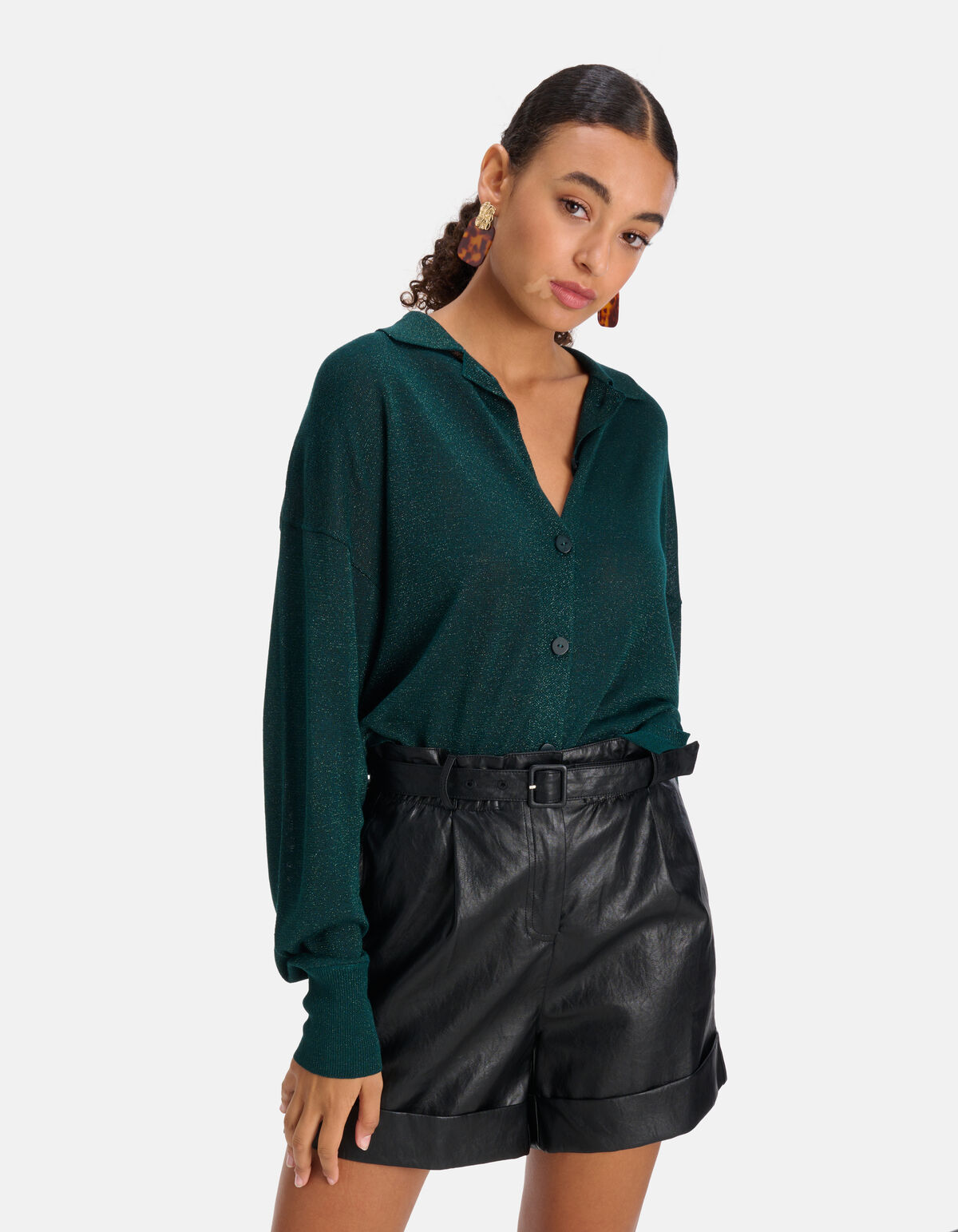 Glitzerbluse Dunkelgrün SHOEBY WOMEN