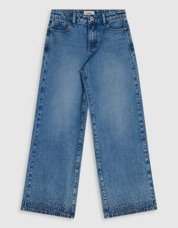 Blue Strass Ultra Wide Leg Fit Jeans Hellblau SHOEBY GIRLS