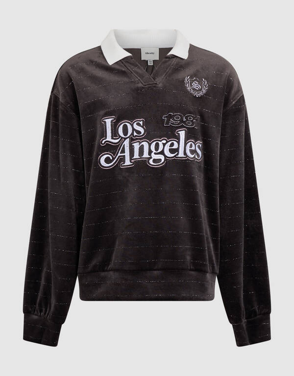Velvet Sporty Longsleeve-Top Dunkelbraun SHOEBY GIRLS