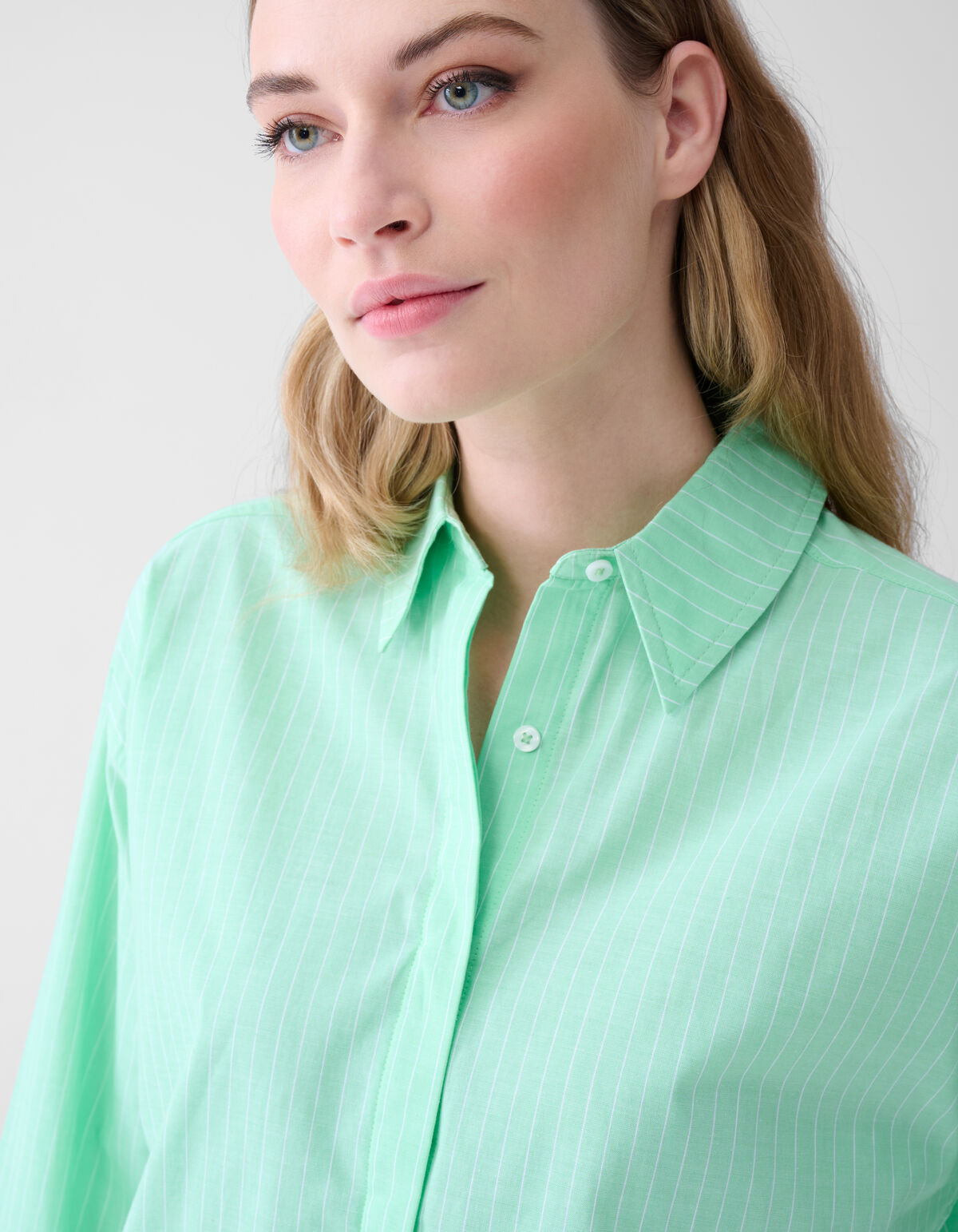 Nadelstreifen Popelinebluse Hellgrün SHOEBY WOMEN