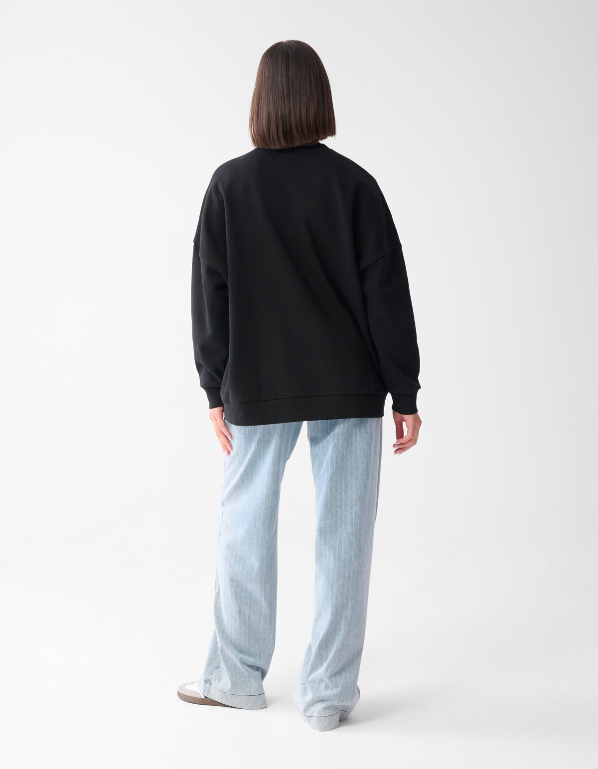 Strass-Buchstaben-Pullover Schwarz SHOEBY WOMEN