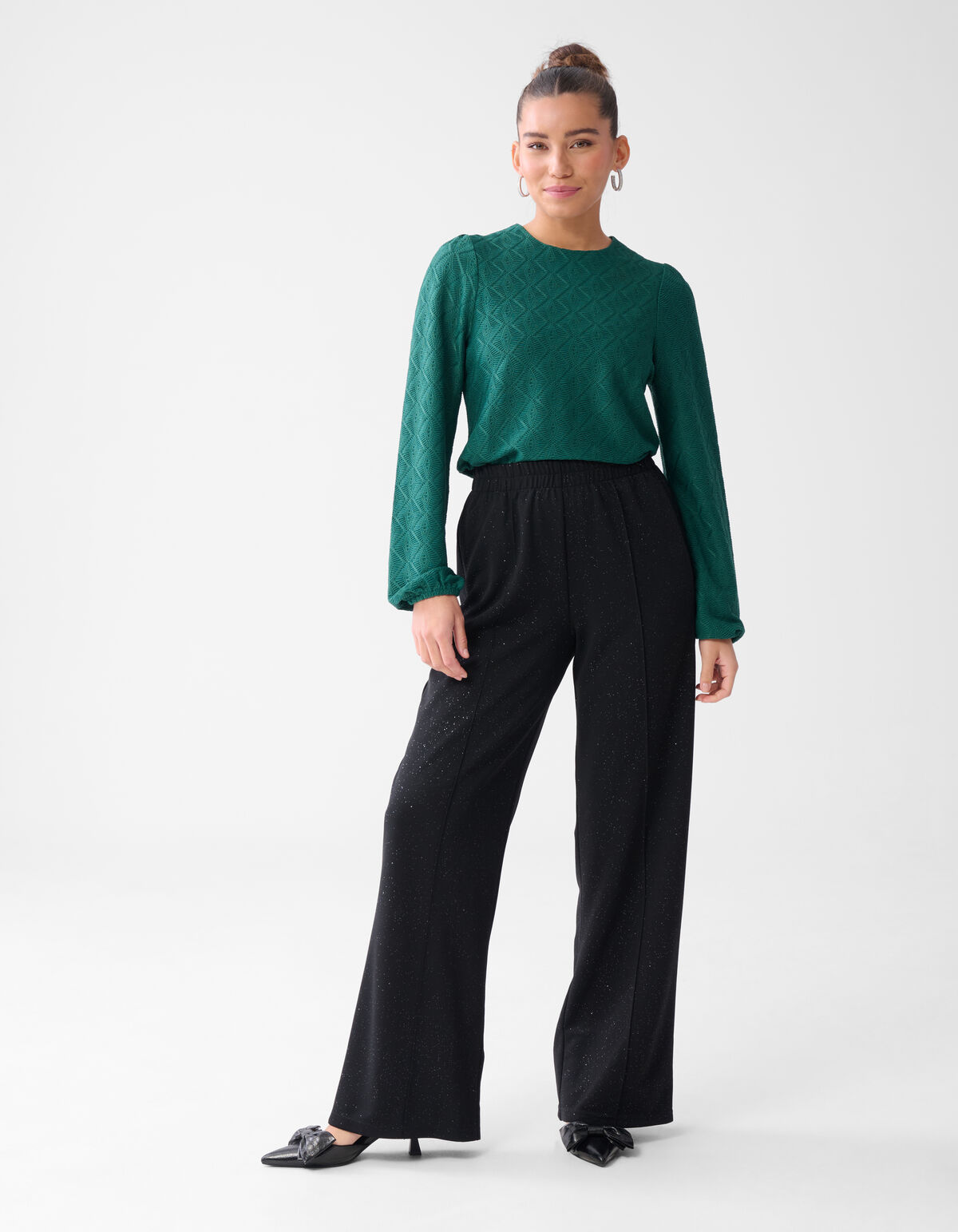 Glitzerhose mit weitem Bein Schwarz SHOEBY WOMEN