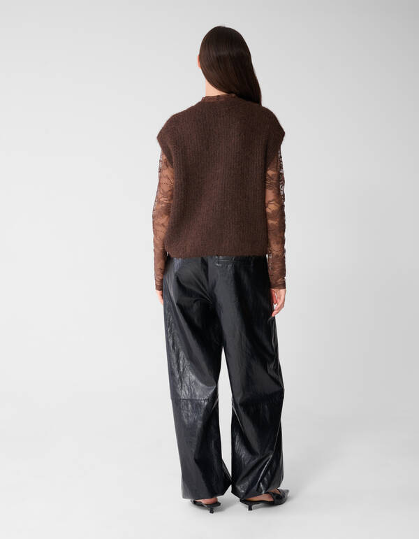 Hairy Button Gilet Dunkelbraun SHOEBY WOMEN