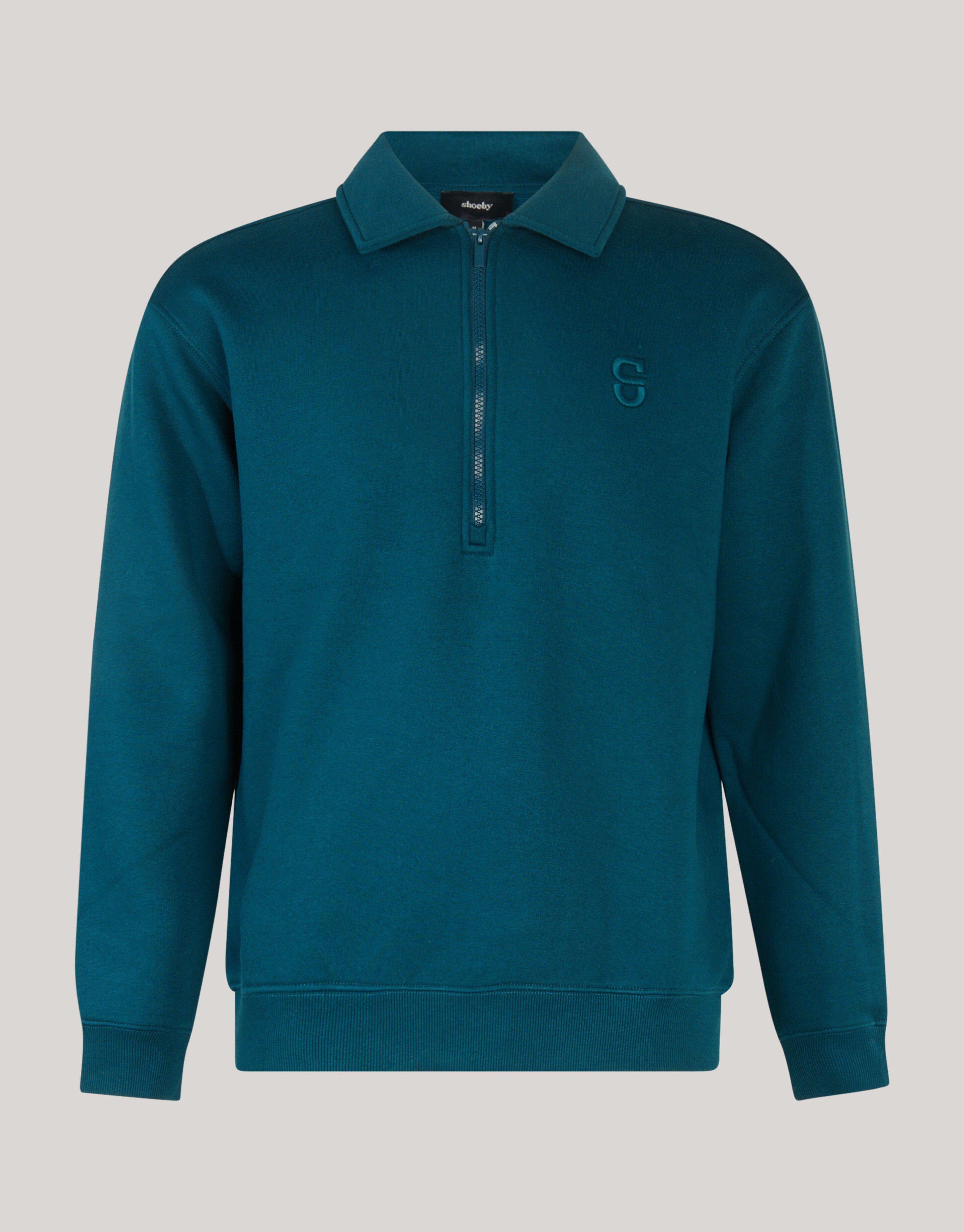 Zip Badge Pullover Dunkelgrün SHOEBY MEN