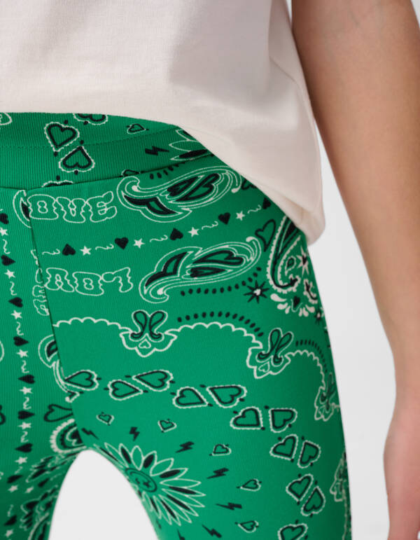 Bedruckte ausgestellte Rippen-Leggings Grün SHOEBY GIRLS