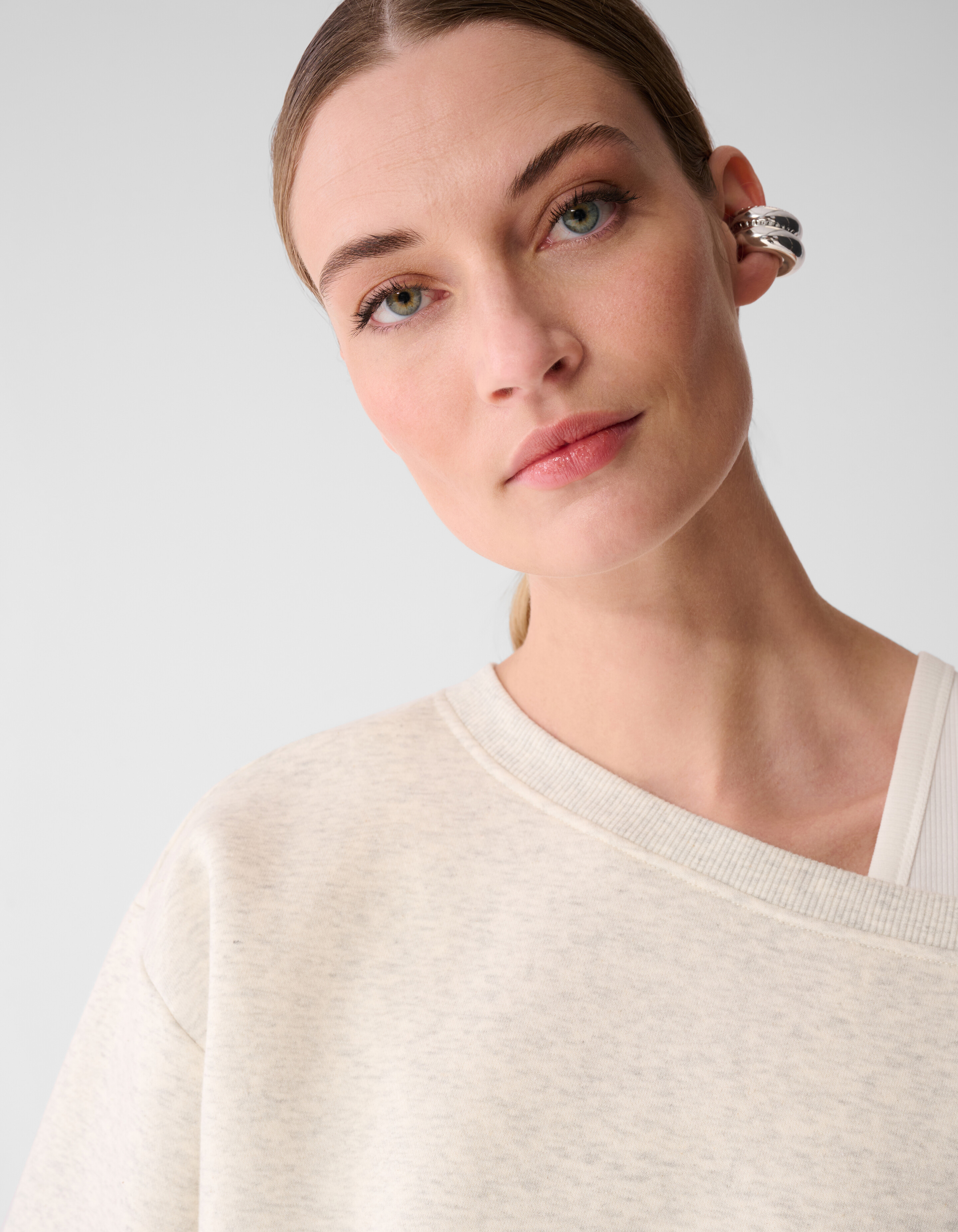 Oversized One Shoulder Sweater Hellgrau SHOEBY WOMEN